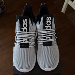 adidas Men’s White and Black Knit Lace-Up Sneakers